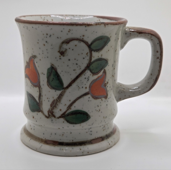 Handmade Other - Vtg 70s Studio Pottery Stoneware Mug - Hand Thrown Floral Design 8oz Boho Hippie